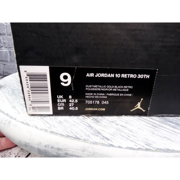 Air Jordan 10 Retro 30th "Lady Liberty" Dust/Metallic Gold-Black-Retro Men 9 - Picture 2 of 14